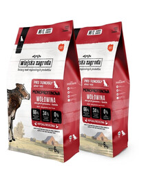 WIEJSKA ZAGRODA Vienos rūšies baltyminė jautiena šunims traškuose M/L 2x6 kg