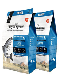 WIEJSKA ZAGRODA Monoproteininė Lašiša šunims traškučiai S/M 2x2 kg