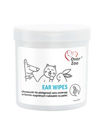OVER ZOO Ear Wipes ausų valymo servetėlės šunims, katėms ir graužikams 50 vnt.
