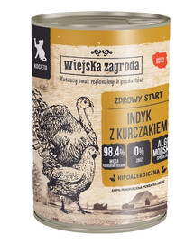 WIEJSKA ZAGRODA Mix skonių kačiukams: Triušis su veršiena ir Kalakutas su vištiena, 6 x 400 g