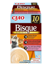 INABA Cat Ciao Bisque Variety 10x40g mix vištiena, jautiena ir žuvimi katėms