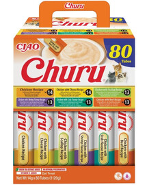 INABA Cat Churu Chicken Recipe 80x14g mišri kreminiai skanėstai su vištiena katėms