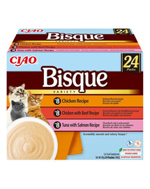INABA Cat Ciao Bisque Variety 24x40g mix vištiena, jautiena ir žuvimi katėms