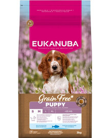 EUKANUBA Grain Free Puppy Small Medium Ocean Fish 3 kg bezzbóżinė maistas šuniukams mažų ir vidutinių veislių su žuvimi