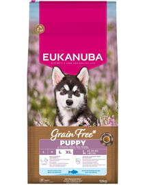 EUKANUBA Grain Free Puppy Large Ocean Fish 12 kg begrūdis  maistas didelių veislių šuniukams su žuvimi
