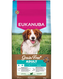 EUKANUBA Grain Free Adult Small Medium Lamb 12 kg begrūdis sausa maistas mažų ir vidutinių veislių šunims su aviena