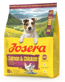 JOSERA Mini Adult Salmon and Chicken 12x900g be glitimo maistas su padažu mažų veislių šunims