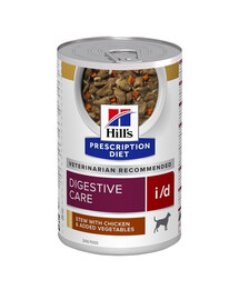 HILL'S Prescription Diet Canine i/d Digestive Care Vištienos ir daržovių troškinys, 24 vnt. po 354 g skardinės