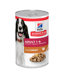 HILL'S Science Plan Canine Adult Turkey 12x370 g suaugusiems šunims su kalakutiena