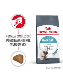 Royal Canin Hairball Care 24x400 g sausas pašaras suaugusioms katėms, plaukų kamuoliukų šalinimui.