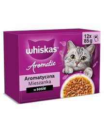 WHISKAS Adult Aromatyczna Mieszanka saszetki 12x85 g kawałki w sosie, mokra karma la kotów