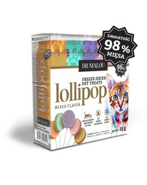 DR MALOU Lollipop Mixed Flavor Liofilizuoti mėsos lazdelės katėms 25g (15 vnt)