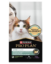 PURINA PRO PLAN LiveClear Sterilised Turtinga su kalakutiena 1,4 kg sausa maistas katėms po sterilizacijos, mažinantis alergenus kailyje