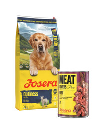 JOSERA Adult Optiness 12,5kg vidutinio ir didelio dydžio šunims su stambiais granulėmis + 800 g skardinė NEMOKAMAI
