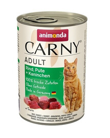 ANIMONDA Carny Adult Jautienos, kalakutienos ir triušienos rinkinys, 24 x 400 g