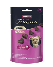 ANIMONDA Vom Feinsten Mini Bites jautiena su šalaviju 50g skanėstai mažiems šunims