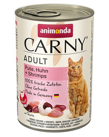 ANIMONDA Carny Jautienos, kalakutienos ir krevečių rinkinys 24 x 400 g