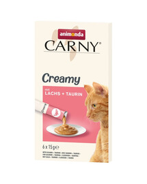 ANIMONDA Carny Creamy su lašiša ir taurinu 6x15 g kreminė užkandis katėms
