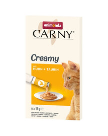 ANIMONDA Carny Creamy su vištiena ir taurinu 6x15 g kreminė užkandis katėms