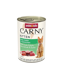 ANIMONDA Carny Kitten Beef&Chicken&Rabbit 24x400 g jautiena, vištiena ir triušiena kačiukams