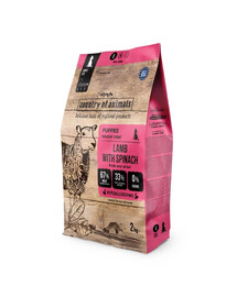 COUNTRY OF ANIMALS Puppies Lamb with Spinach S 2 kg ėriuko mėsa su špinatais, sausas maistas šuniukams