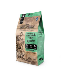 COUNTRY OF ANIMALS Dog Turkey with Rabbit S 2 kg kalakutas su triušiu, sausas maistas šunims