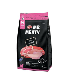 MR MEATY Puppies Veal with Quail XS 9 kg veršiena su stručiu, sausas maistas šuniukams