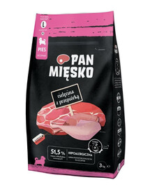 PAN MIĘSKO Veršiena su stručiu šuniukams sausainiai L 3 kg