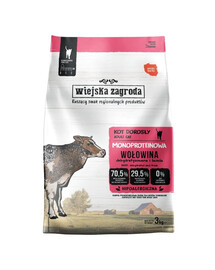 WIEJSKA ZAGRODA Monoproteininis sausas maistas katėms su jautiena, 3 kg
