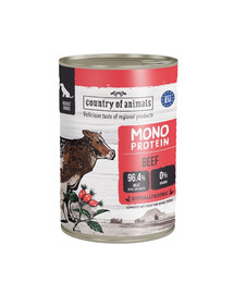 COUNTRY OF ANIMALS Dog Monoprotein Beef 400g jautiena, drėgnas maistas šunims