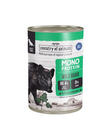 COUNTRY OF ANIMALS Dog Monoprotein Wild Boar 400g šernas, drėgnas maistas šunims