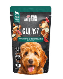 PAN MIĘSKO Jautienos ir kiaulienos troškinys – šlapias šunų maistas, 150 g
