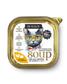 DR MALOU Liofilizuota sriuba Vištiena su moliūgu 12g drėgnas maistas katėms