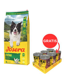 JOSERA Festival 12,5kg reikliems šunims su skaniu padažu + JOSERA Meat Lovers Pure Multipack 6x400g šlapias šunų maistas NEMOKAMAI
