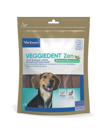 VIRBAC VeggieDent Zen M – Dantų kramtukai ir antistresiniai kramtukai vidutinio dydžio šunims (10–30 kg), 15 vnt.