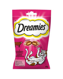 DREAMIES Traškūs skanėstai katėms su jautienos skoniu, 6 x 60 g