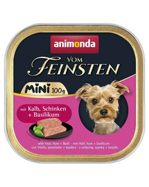 ANIMONDA Vom Feinsten Mini su veršiena, kumpiu ir bazilikais – 6 x 100 g šlapias maistas mažų veislių šunims