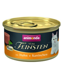 ANIMONDA Vom Feinsten Mousse su vištiena ir triušiena, 6 x 85 g kačių maisto