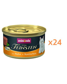 ANIMONDA Vom Feinsten Mousse su vištiena ir triušiena, 24 x 85 g, kačių maistas