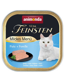 ANIMONDA Vom Feinsten Mild Menue Kalakutienos ir upėtakio paštetas katėms 24 x 100 g