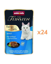 ANIMONDA Vom Feinsten Fines mit Filets Adult Drób i filet z mintaja 24x85g mokra karma dla kotów