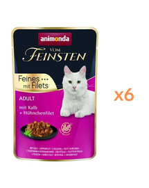 ANIMONDA Vom Feinsten Fines mit Filets Adult Jautiena ir vištienos filė 6x85g drėgnas maistas katėms