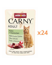 ANIMONDA Carny Adult Pouch Kurczak i królik 24x85g mokra karma dla kotów