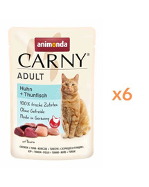 ANIMONDA Carny Adult Pouch Vištiena ir tunas 6x85g drėgnas maistas katėms