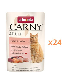 ANIMONDA Carny Adult Pouch Kurczak i łosoś 24x85g mokra karma dla kotów