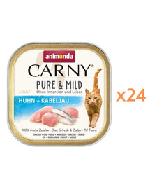 ANIMONDA Carny Pure & Mild Vištiena ir menkė 24x100g drėgnas maistas katėms