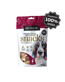 DR MALOU Mėsos kubeliai iš 100 % liofilizuotos anties krūtinėlės, 2 x 50 g, skanėstai šunims