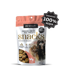DR MALOU 100% liofilizuotos vištienos širdelės, 2 x 150 g, skanėstai šunims ir katėms