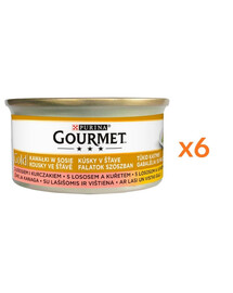 GOURMET Gold Lašiša ir vištiena kačių maisto padaže, 6 x 85 g