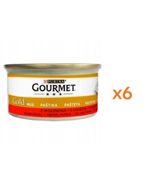 GOURMET Gold su jautiena katėms, 6 x 85 g